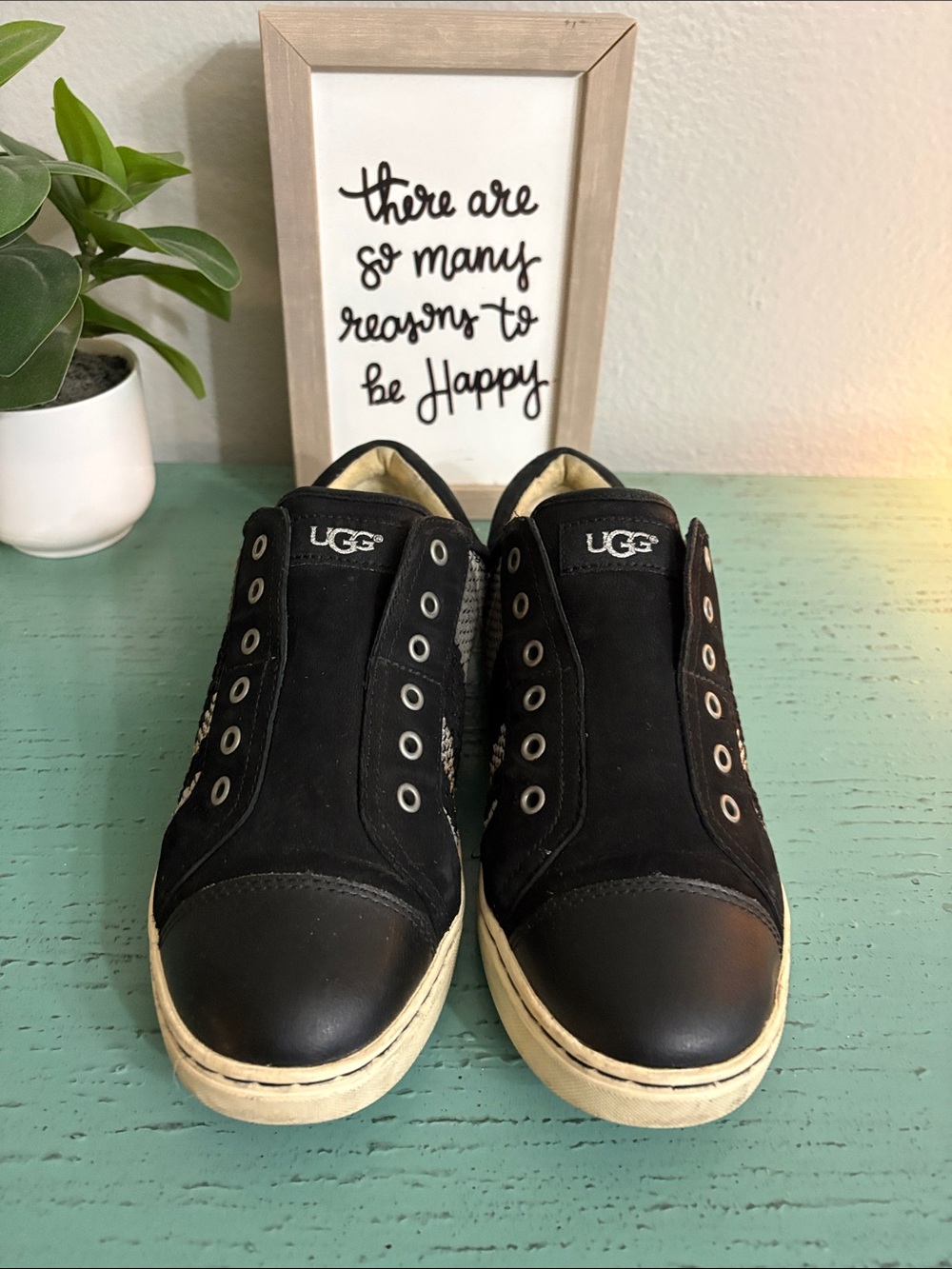 UGG Black Slip-On Lace-Free Sneakers